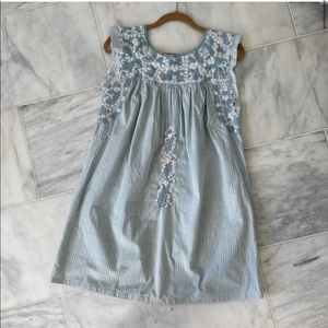 Mi Golondrina Blue Embroidered Shift Dress